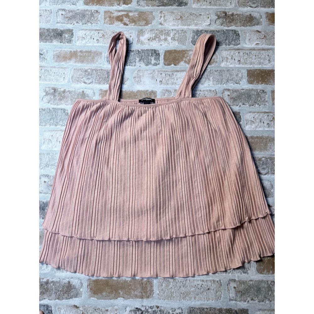 Express Womens Small Dusty Rose Pink Micro Pleated Tiered Tank Top Sleeveless